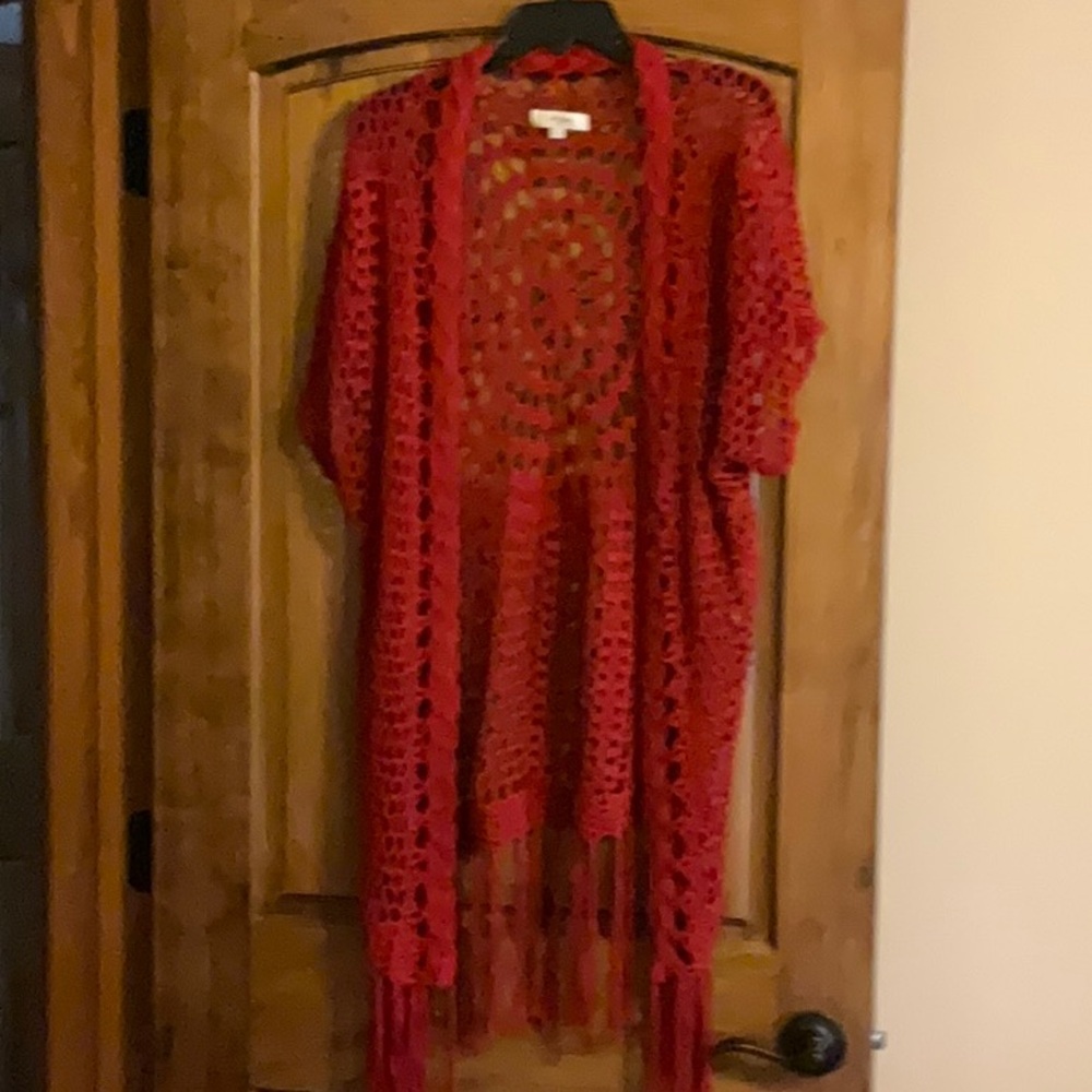 Umgee Red Crochet Sweater